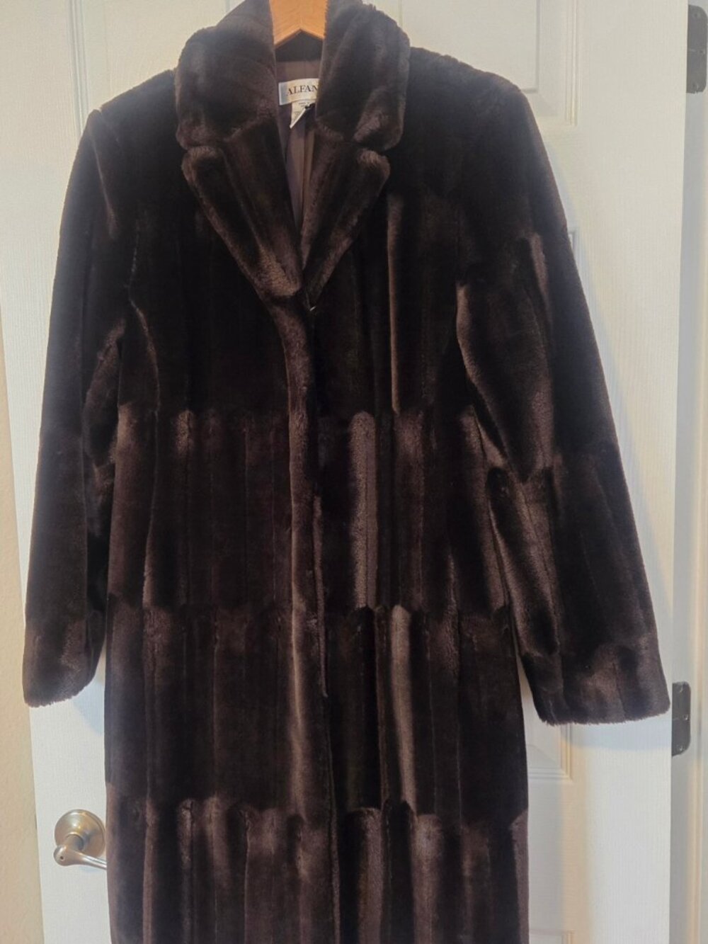 Vintge Alfani Faux Fur Brown Coat Size 8